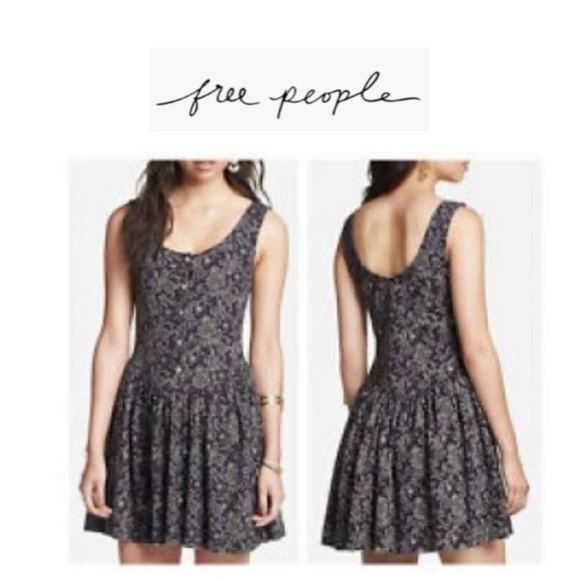 Free People Ponte de Roma Brown Paisley Floral Skater Dress S - Picture 1 of 13